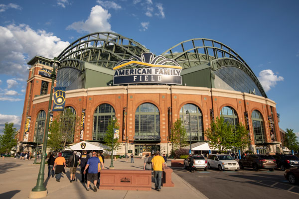 Exterior image of American Family Field in Milwaukee - site of the 2024 WHLA Awards Luncheon & Lodging Innsights Milwaukee.
