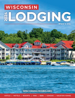 2024 Wisconsin Lodging Directory. Cover image features Delavan Lake Resort in Delavan, WI.